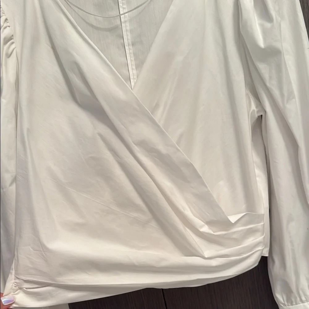 Zara White Long Sleeve Blouse NEW M
